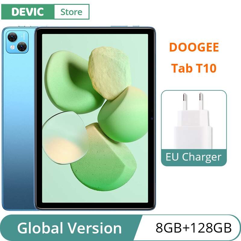 DOOGEE T10 태블릿, 안드로이드 12, 8GB + 128GB, 10.1 인치 FHD + IPS 디스플레이, 8300mAh 대용량 배터리, 로우 블루 라이트 스프레드럼 T606 태블릿 PC